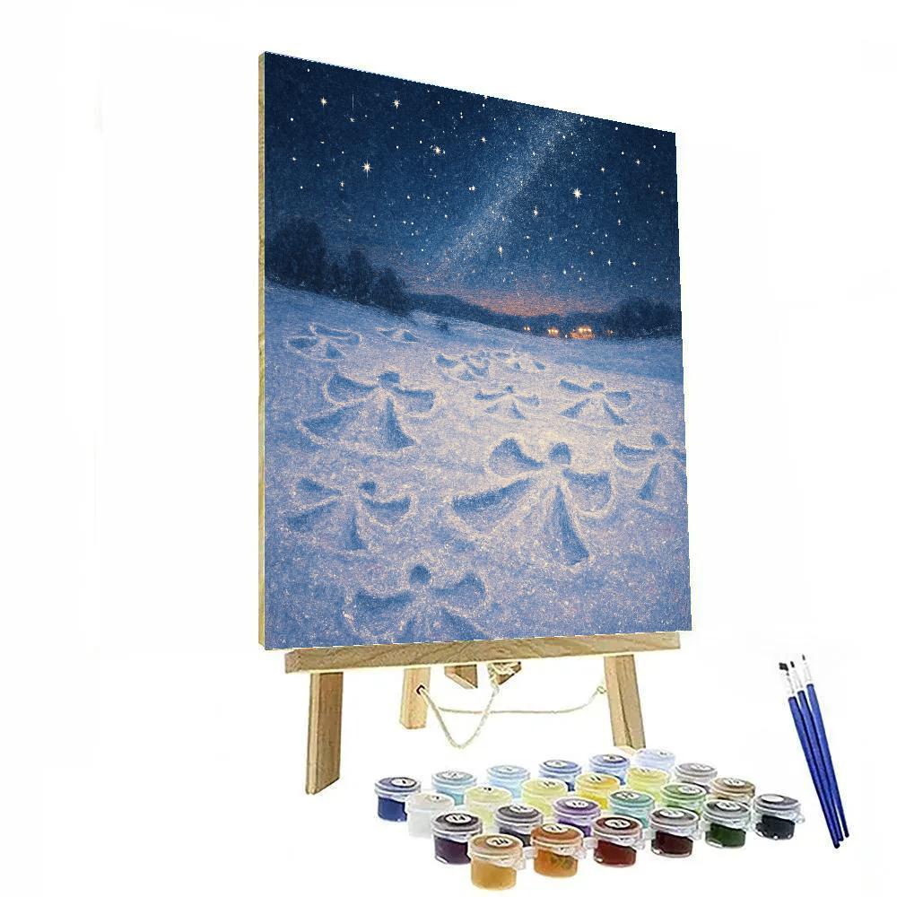 Glistening Snow Angels In Starlight Paint by numbers kits