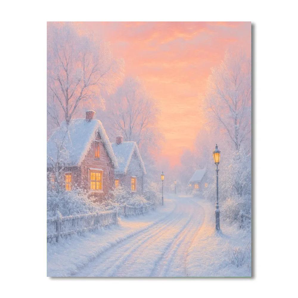 Hoarfrost Village At Rose Dawn paint by color