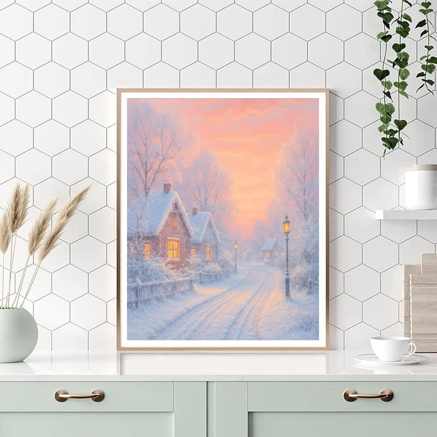 Hoarfrost Village At Rose Dawn paint by color