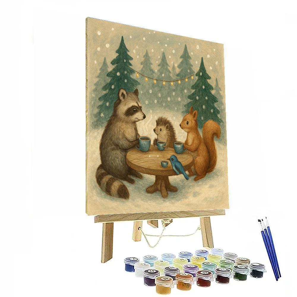 Forest Tea Party In Snowfall Numbered painting kits