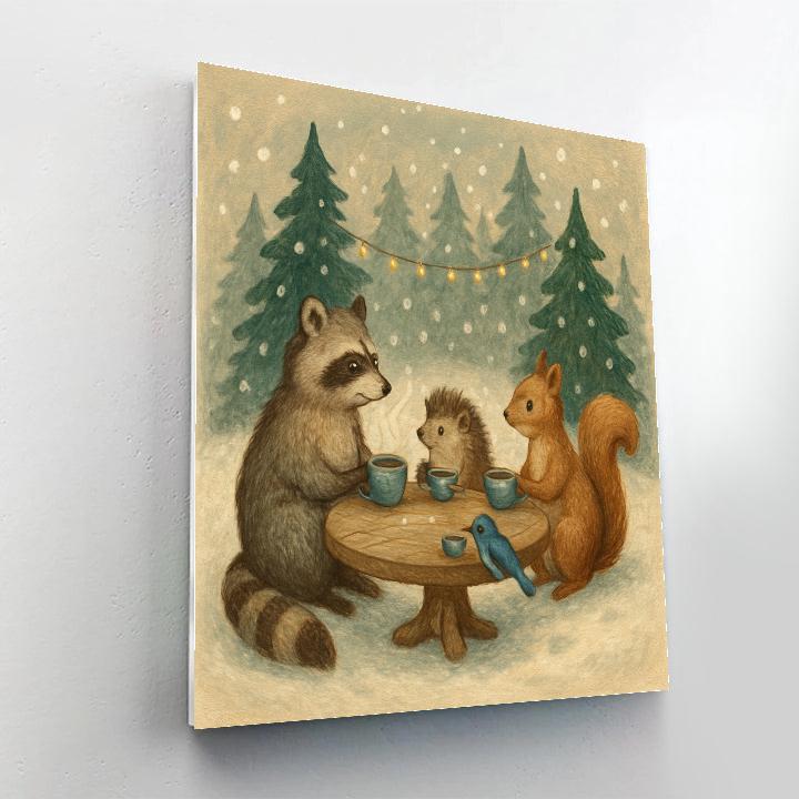 Forest Tea Party In Snowfall Numbered painting kits