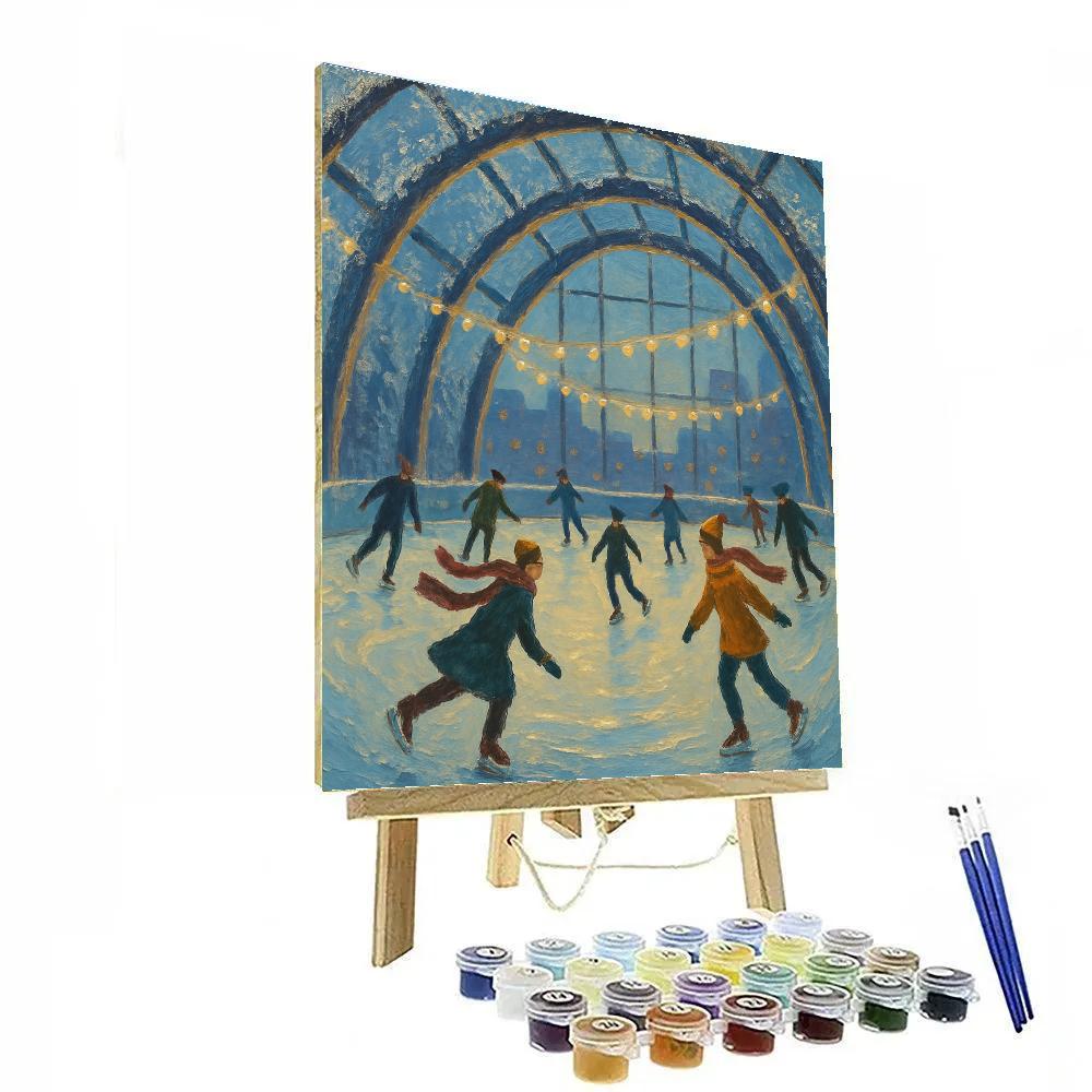 Ice Skaters Under Frosted Arches painting number kit