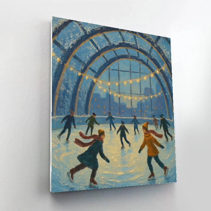 Ice Skaters Under Frosted Arches painting number kit