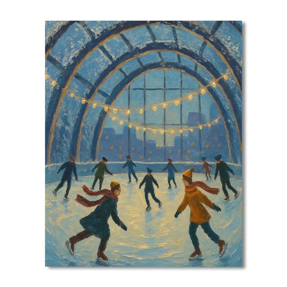 Ice Skaters Under Frosted Arches painting number kit