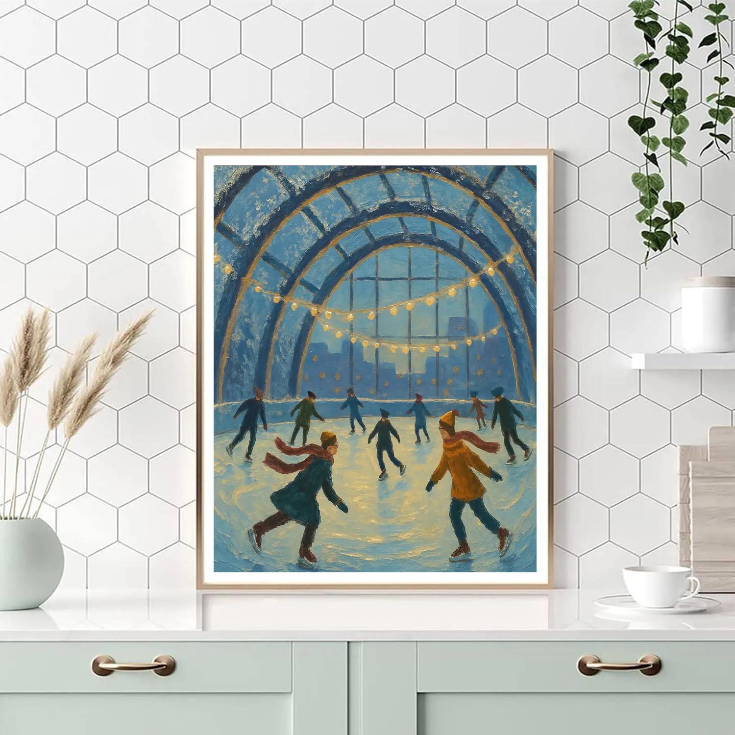 Ice Skaters Under Frosted Arches painting number kit