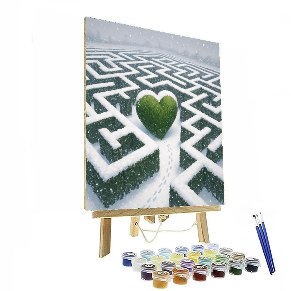 Snowy Hedge Maze With Evergreen Heart Number painting