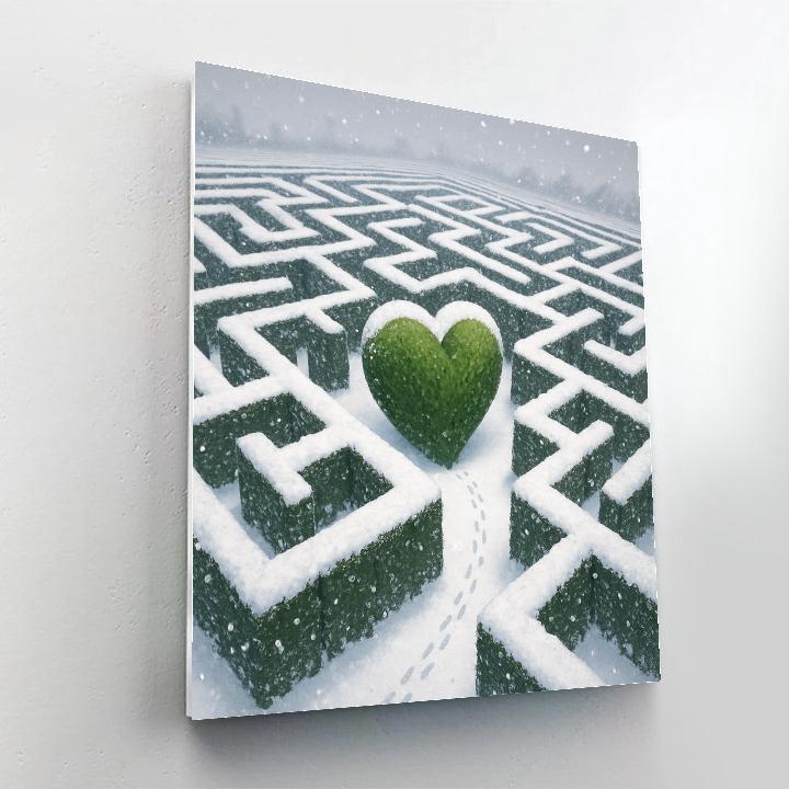 Snowy Hedge Maze With Evergreen Heart Number painting