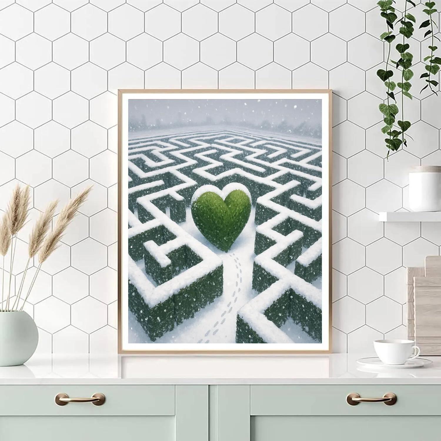 Snowy Hedge Maze With Evergreen Heart Number painting