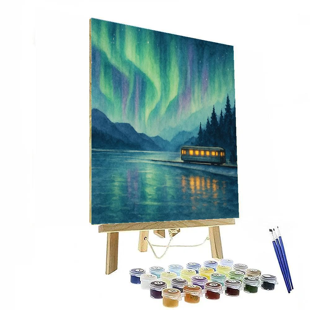Aurora Train On Crystal Lake Number painting