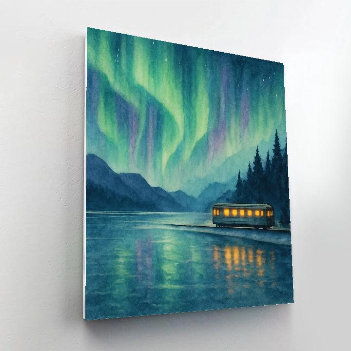 Aurora Train On Crystal Lake Number painting