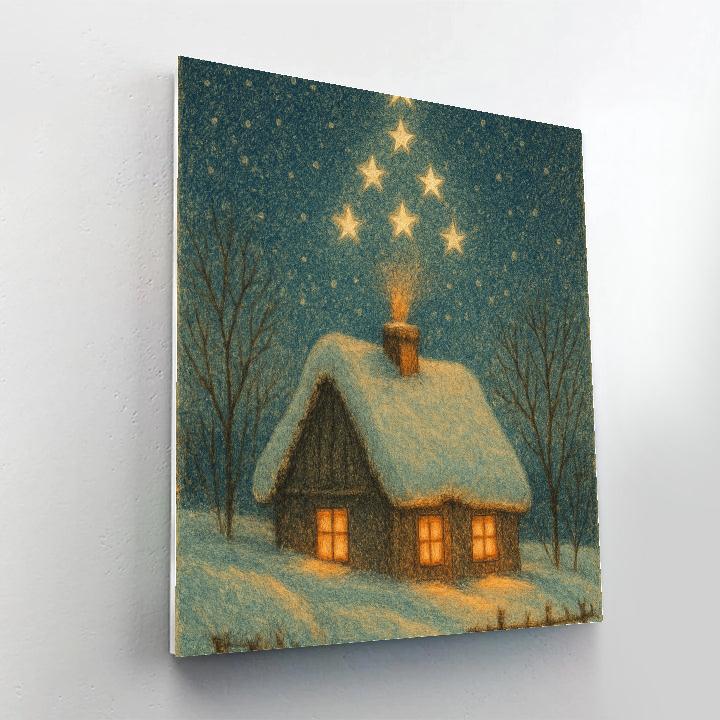 Winter Constellation Over Cottage Roof painting number kit