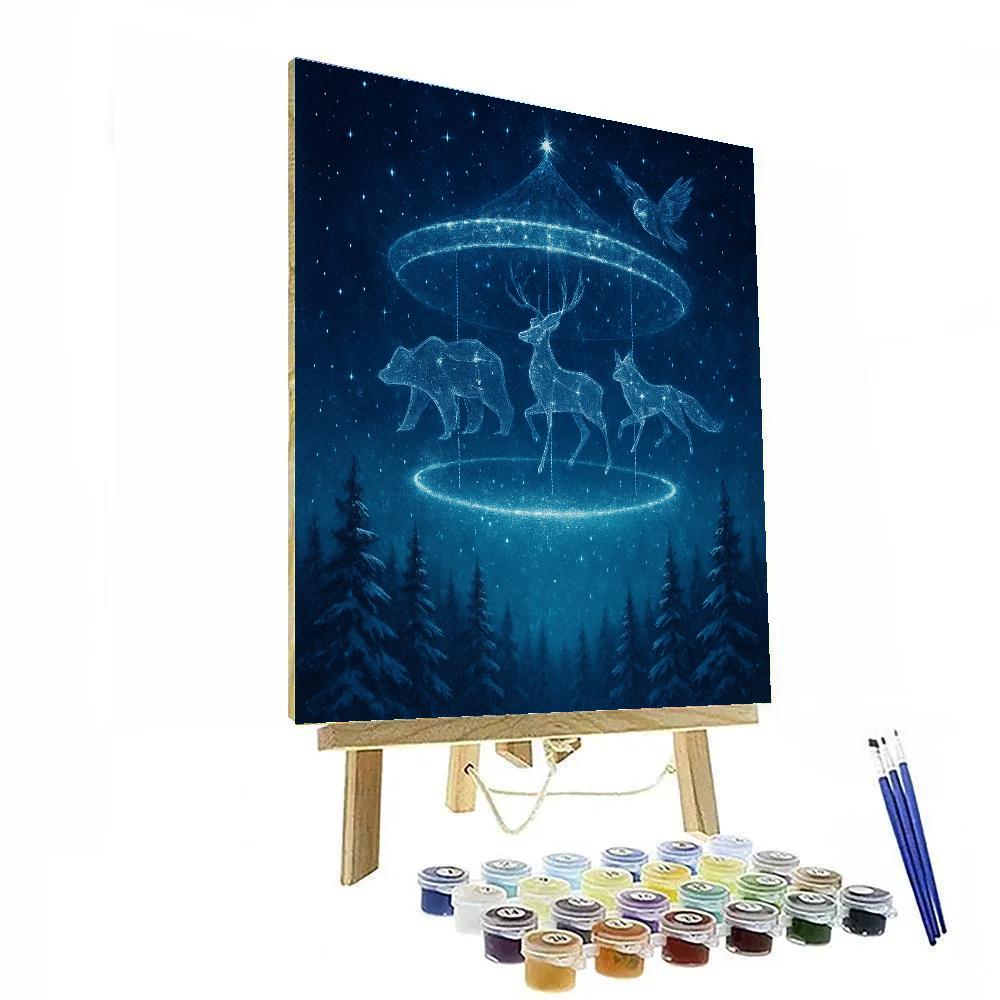 Snowy Carousel Of Constellation Animals Paint by numbers kits