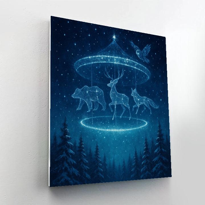 Snowy Carousel Of Constellation Animals Paint by numbers kits