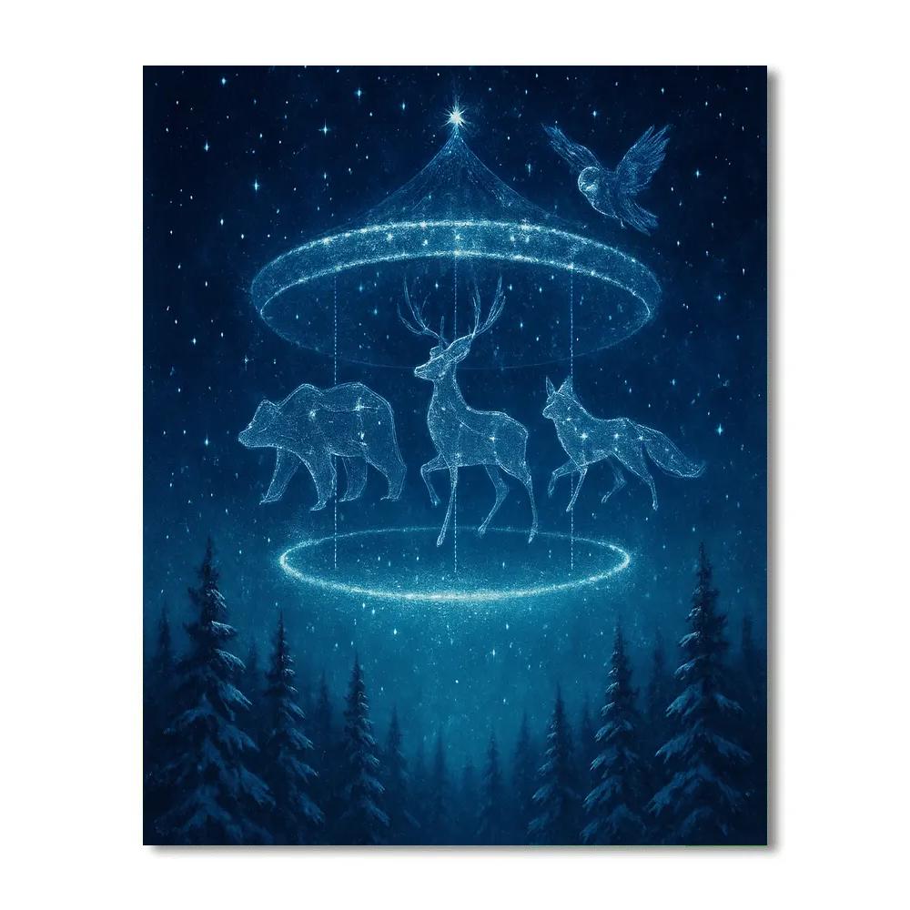 Snowy Carousel Of Constellation Animals Paint by numbers kits