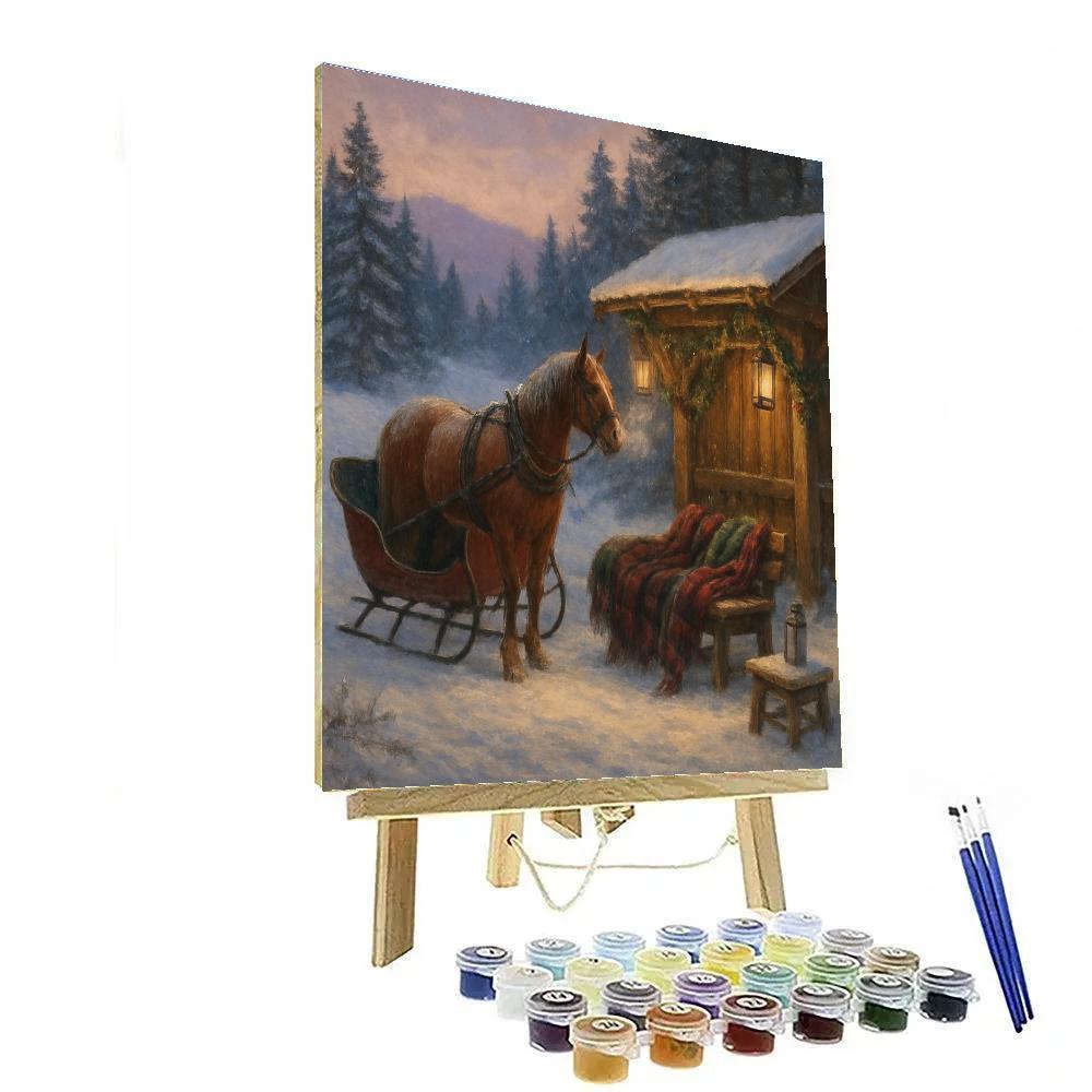 Evergreen Sleigh Rest Stop paint by numbers