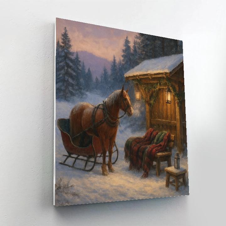 Evergreen Sleigh Rest Stop paint by numbers