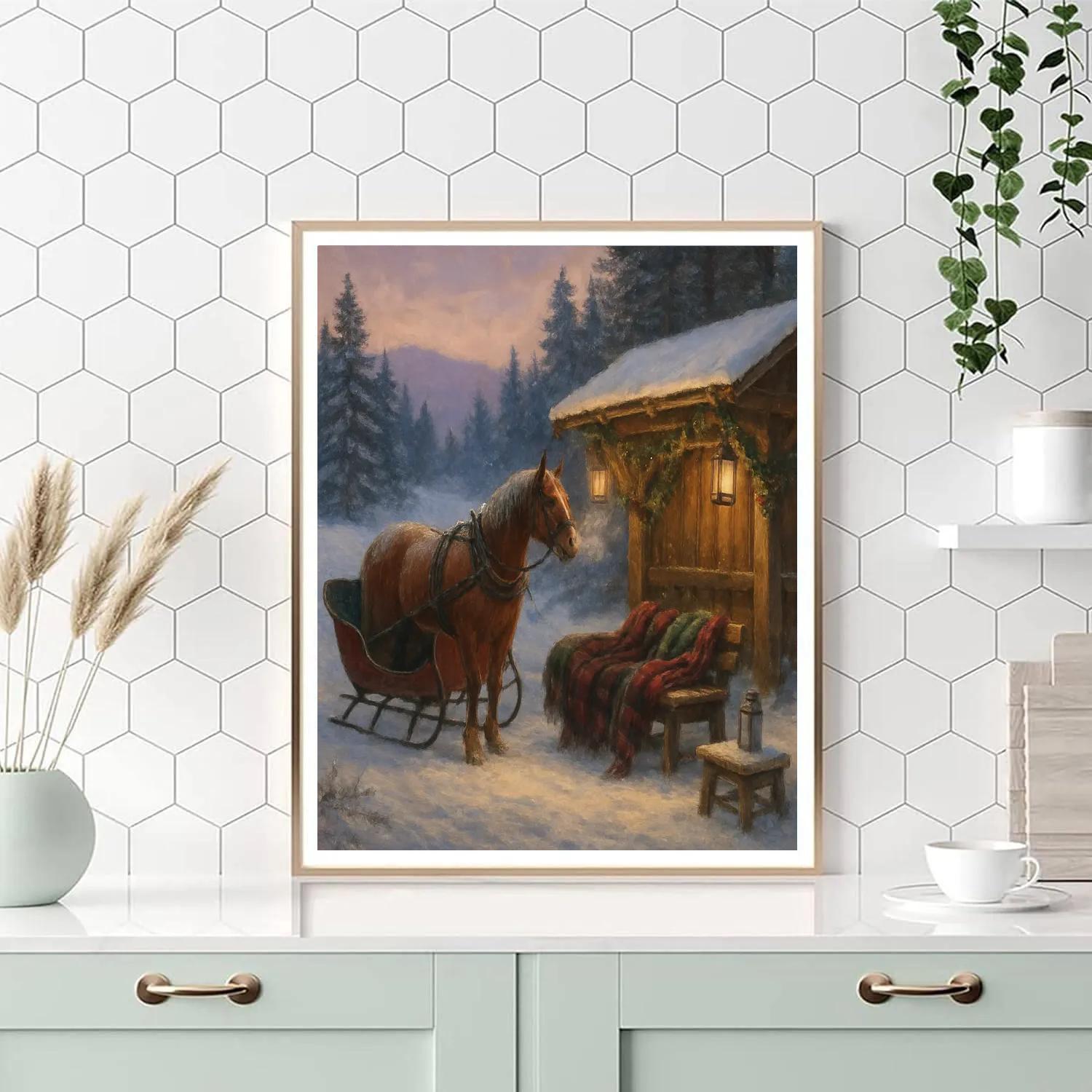 Evergreen Sleigh Rest Stop paint by numbers