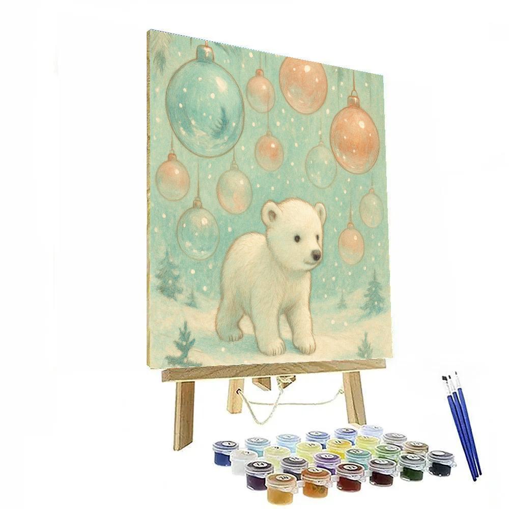 Polar Bear Cub Ornament Forest painting number kit