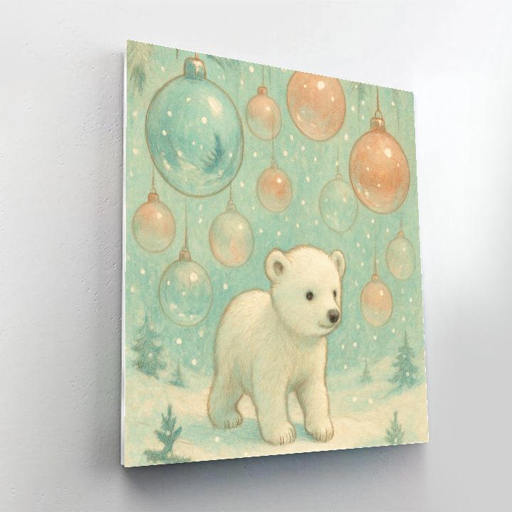 Polar Bear Cub Ornament Forest painting number kit