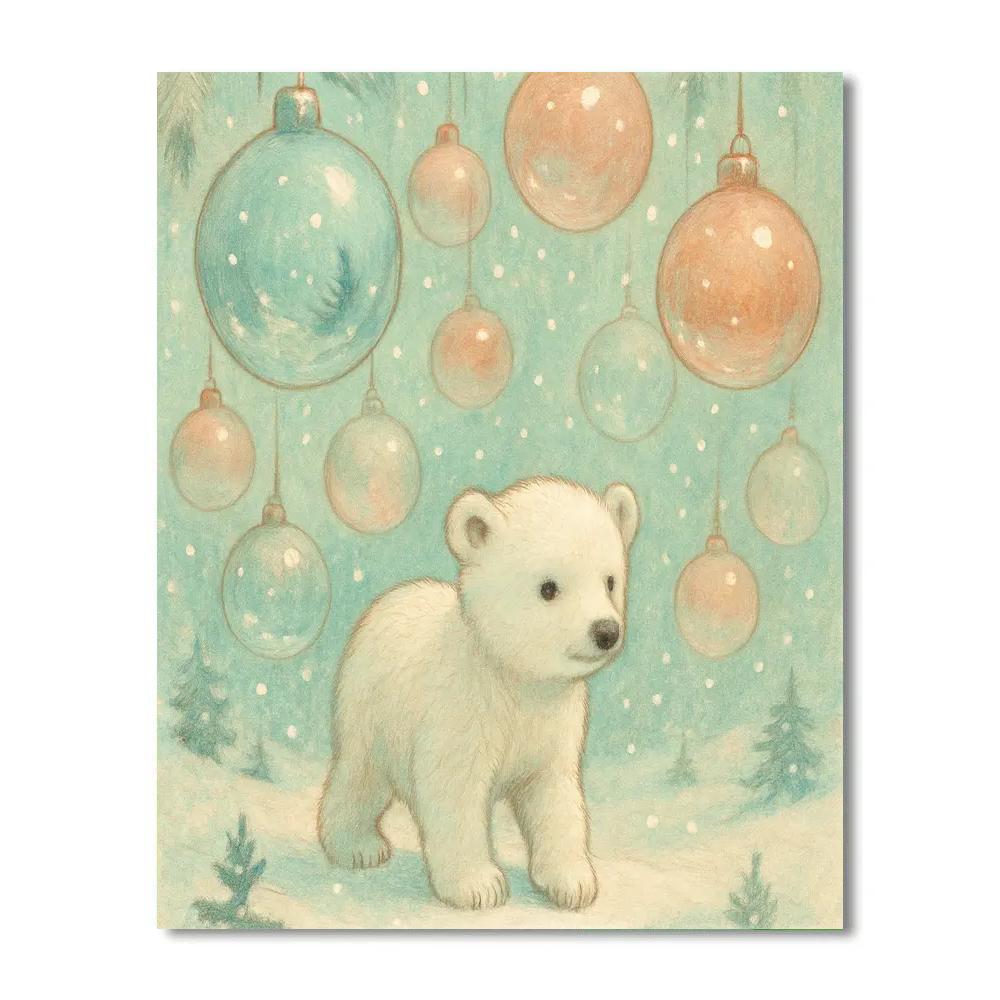Polar Bear Cub Ornament Forest painting number kit