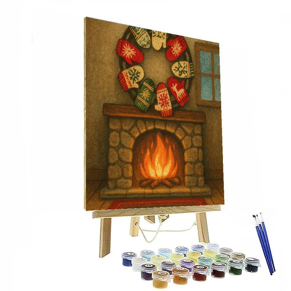 Fireside Mittens Drying Circle paint by number