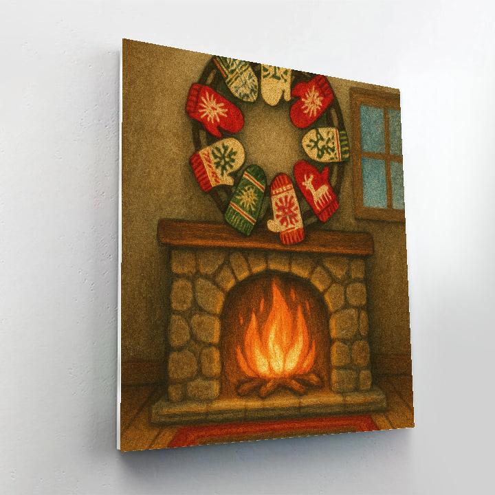 Fireside Mittens Drying Circle paint by number