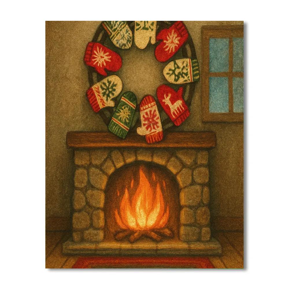 Fireside Mittens Drying Circle paint by number