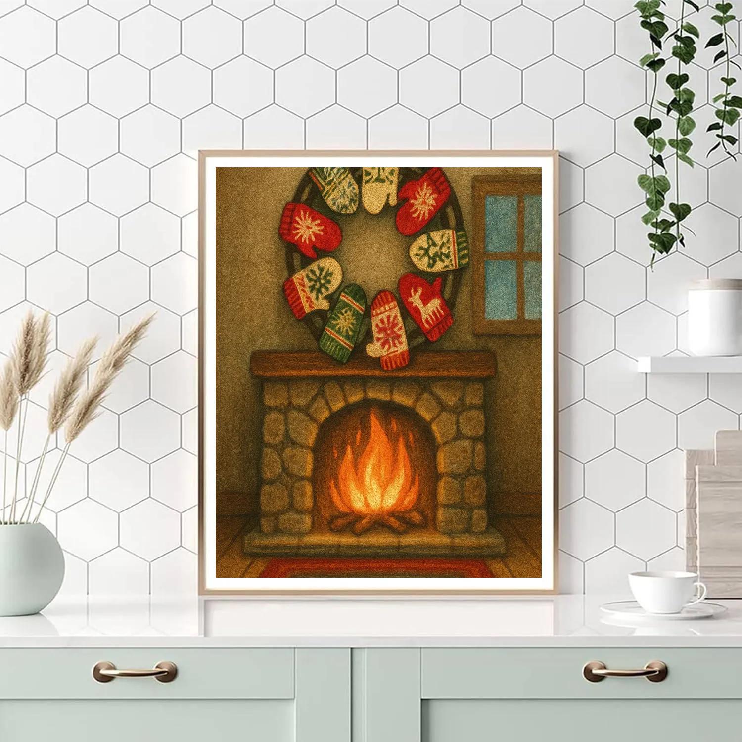 Fireside Mittens Drying Circle paint by number
