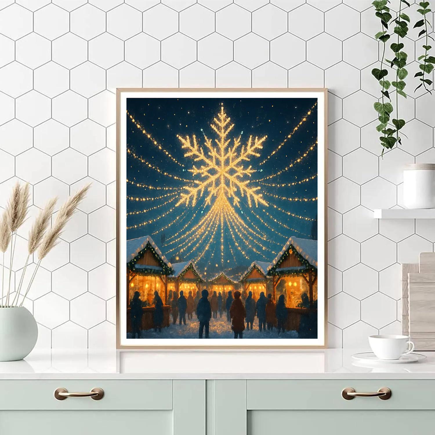 Snowflake Market Carousel Lights Paint by numbers kits