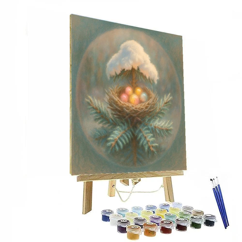 Snowy Nest In Evergreen Crown paint by color