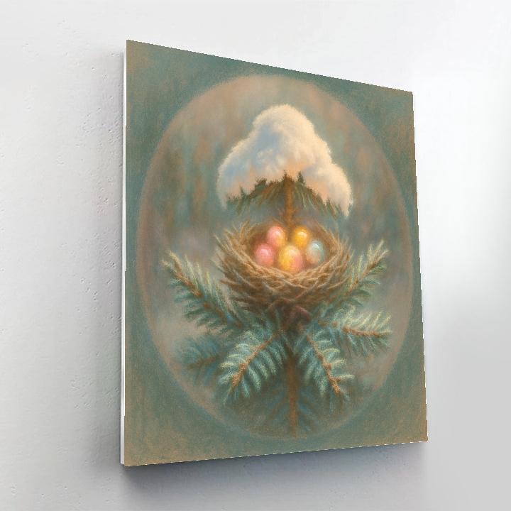 Snowy Nest In Evergreen Crown paint by color