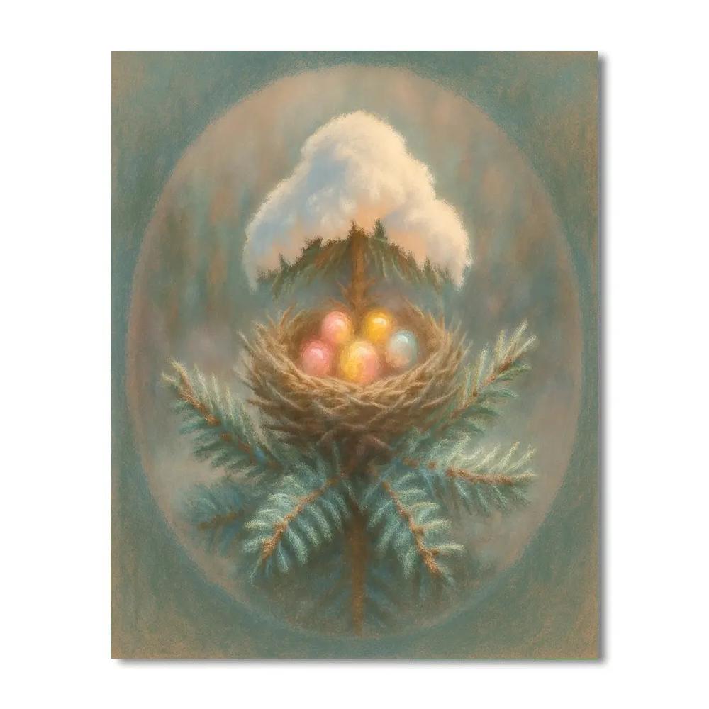 Snowy Nest In Evergreen Crown paint by color