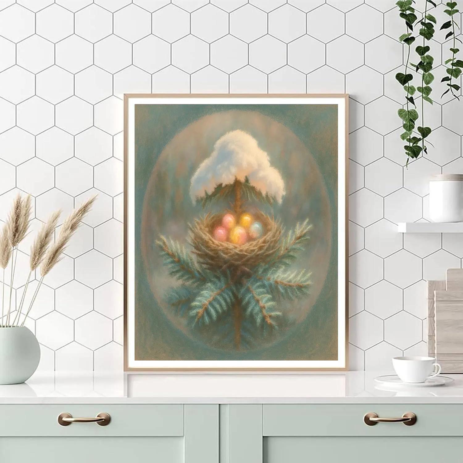 Snowy Nest In Evergreen Crown paint by color