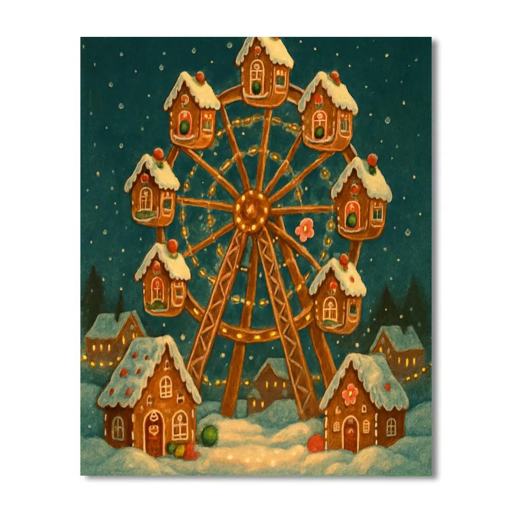 Gingerbread Ferris Wheel Night DIY paint by numbers