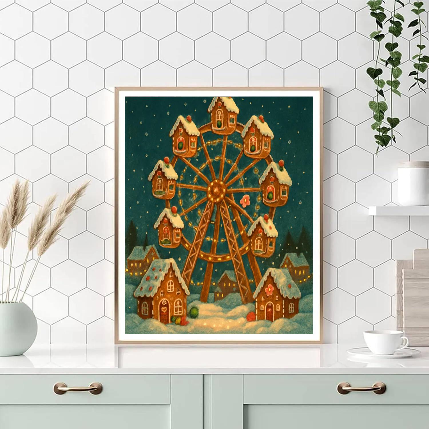 Gingerbread Ferris Wheel Night DIY paint by numbers