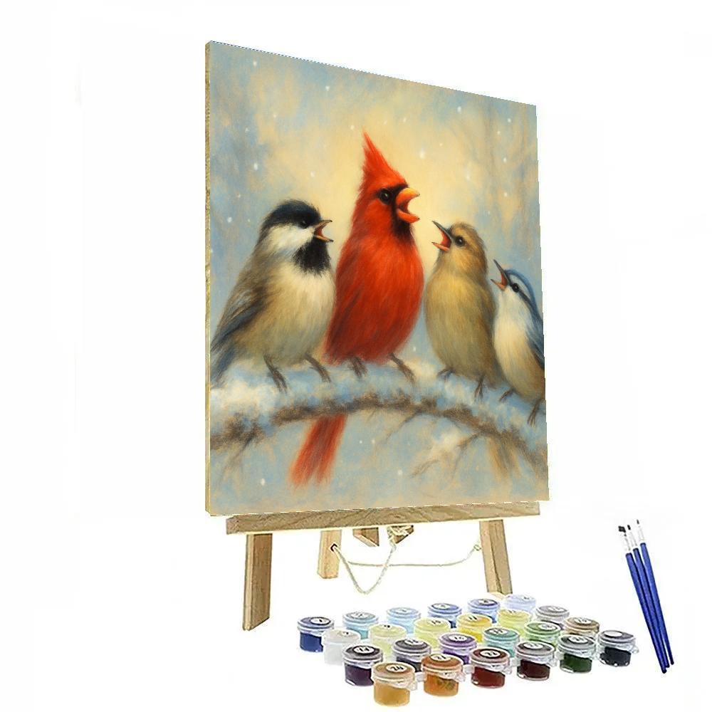 Snowy Choir Of Winter Birds Paint by numbers art