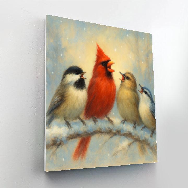 Snowy Choir Of Winter Birds Paint by numbers art