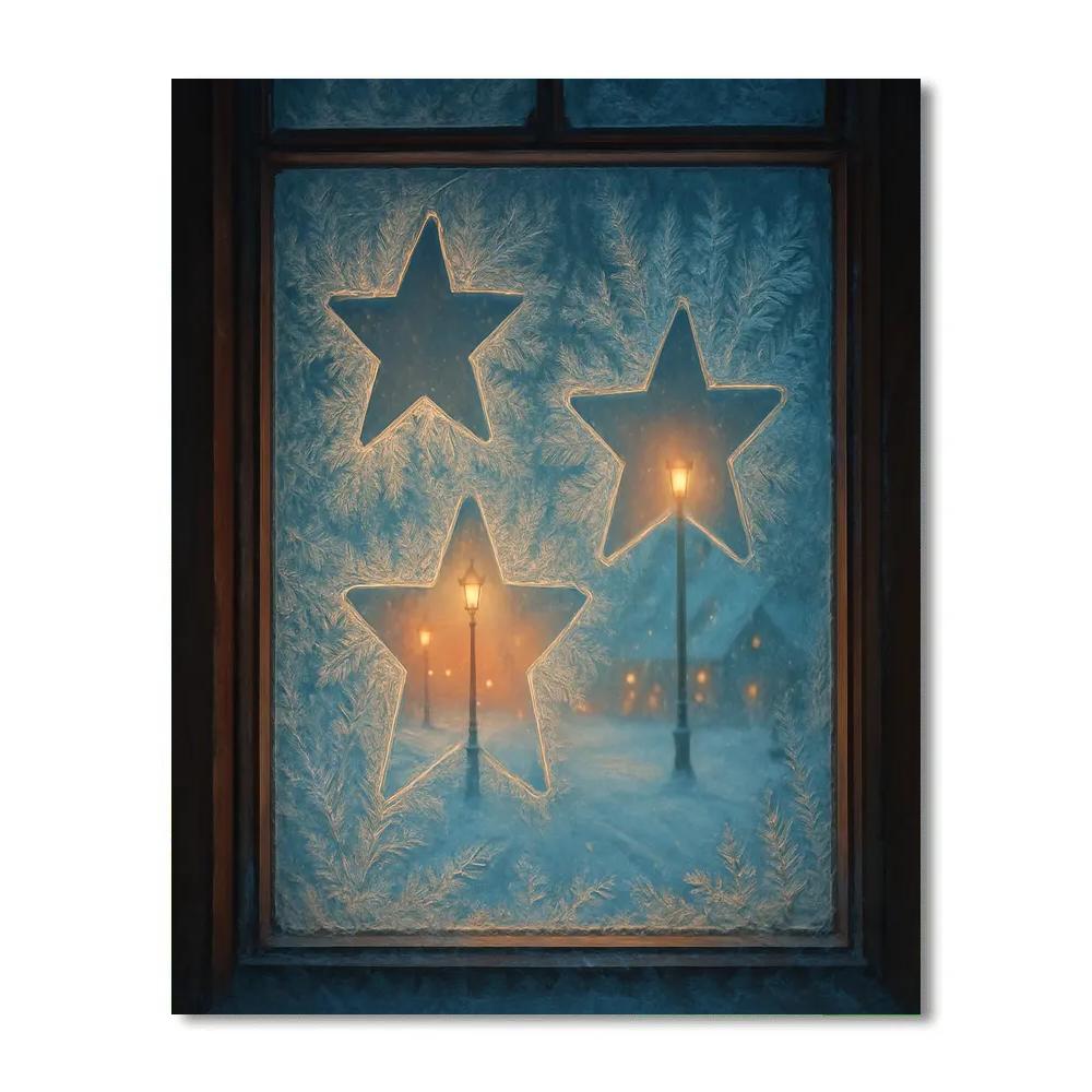 Frosted Window Star Silhouettes Painting by numbers kit
