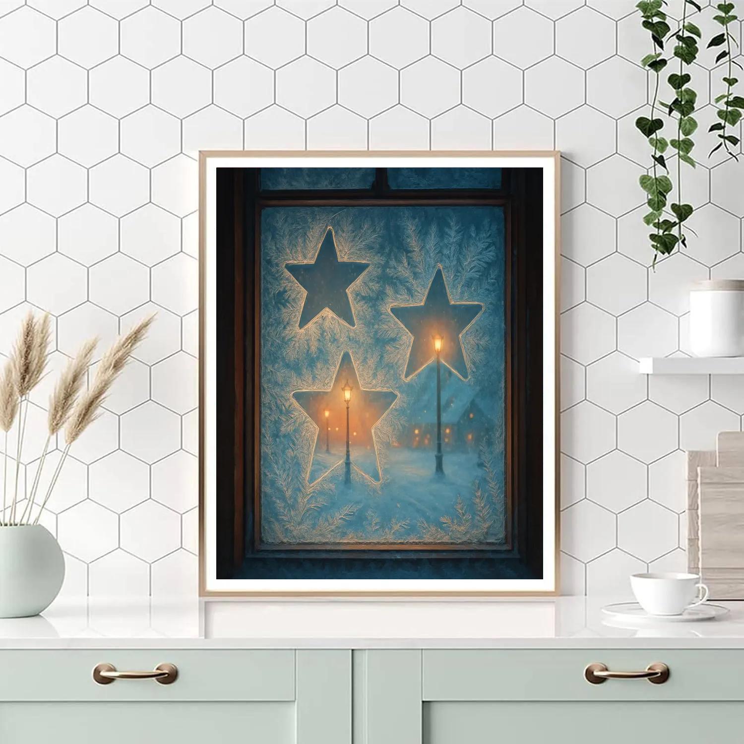 Frosted Window Star Silhouettes Painting by numbers kit