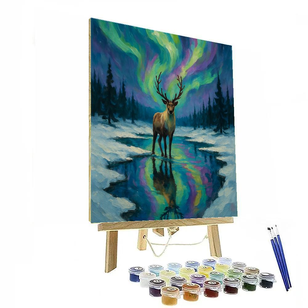 Northern Reindeer Lake Reflection DIY paint by numbers