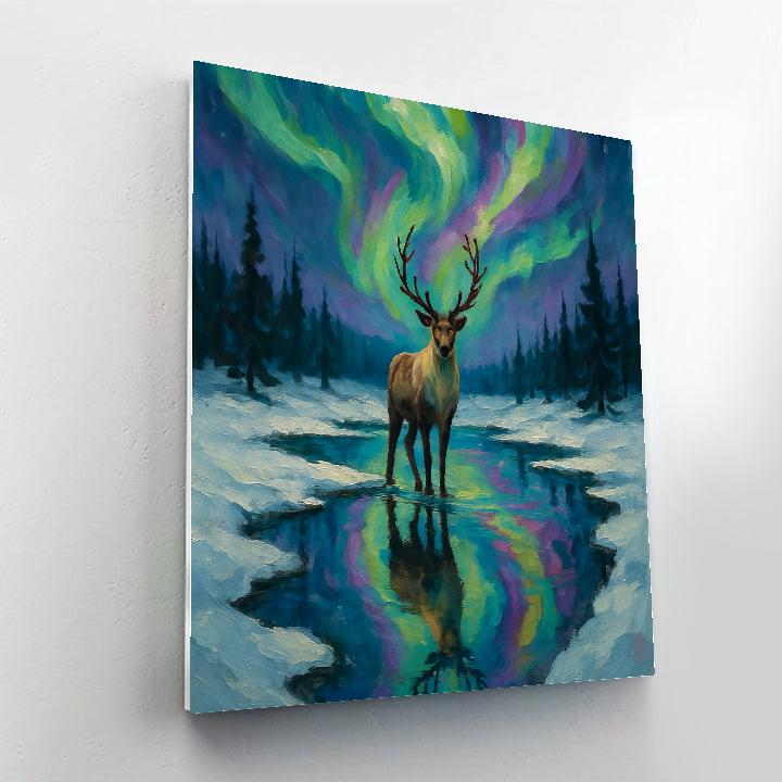 Northern Reindeer Lake Reflection DIY paint by numbers