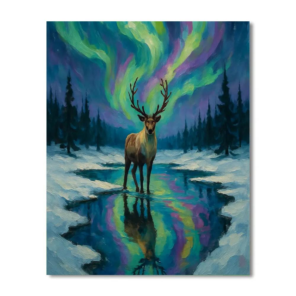 Northern Reindeer Lake Reflection DIY paint by numbers