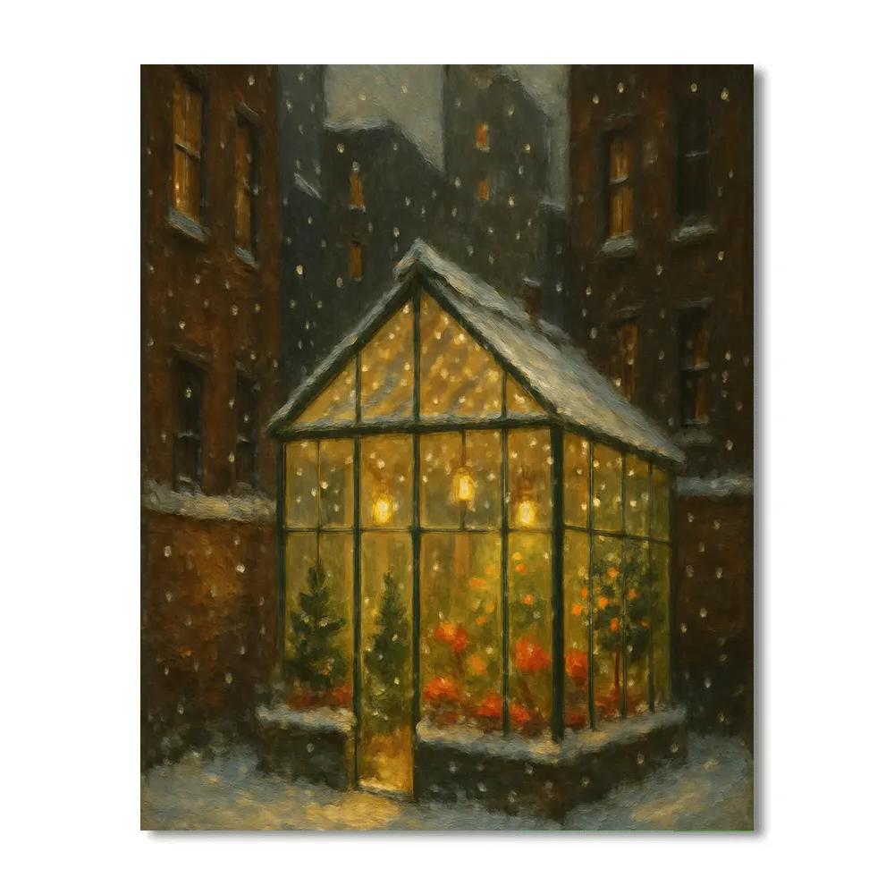 Holiday Greenhouse In City Courtyard Numbered painting kits