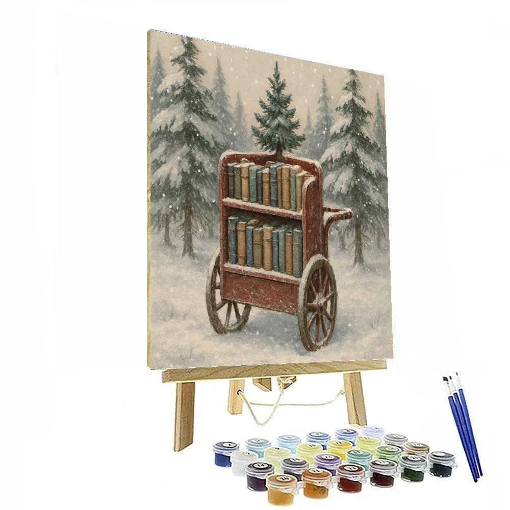 Snowdrift Library Cart Under Pines paint by color