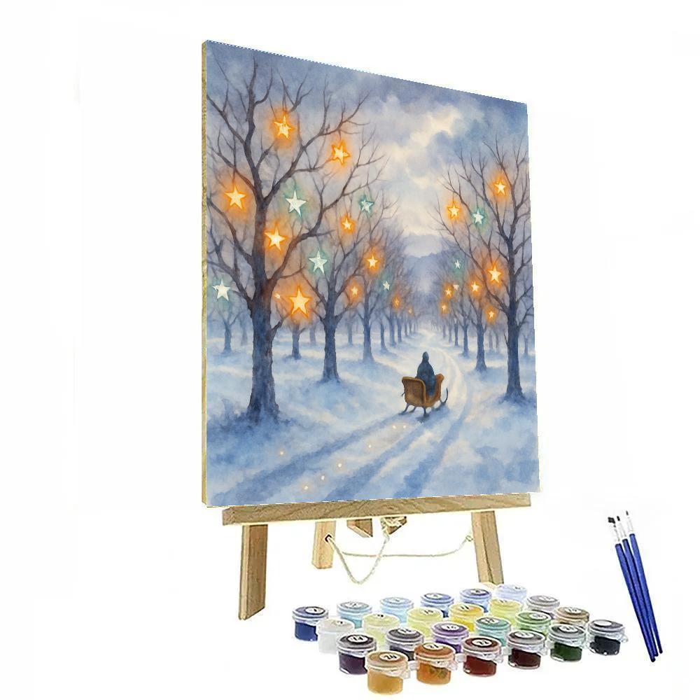 Snowy Star Orchard Sleigh Path painting number kit