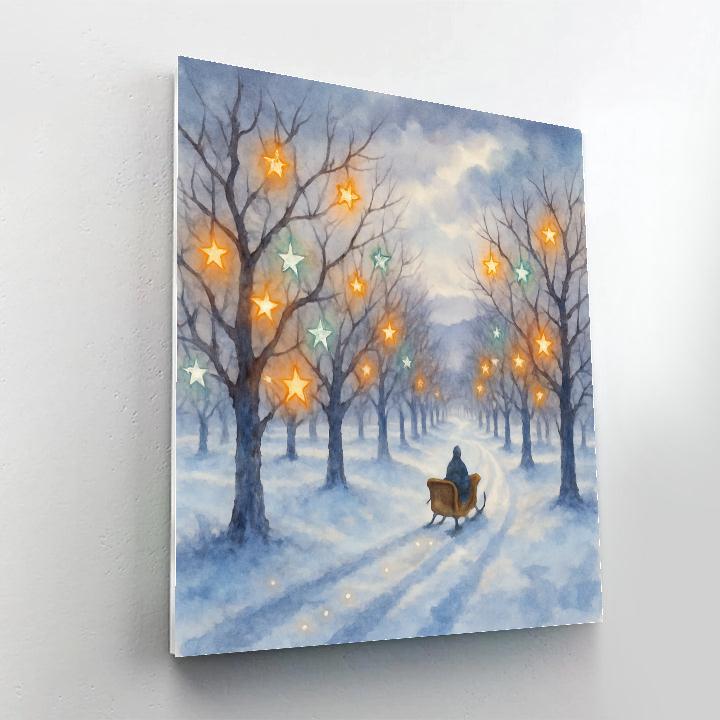 Snowy Star Orchard Sleigh Path painting number kit