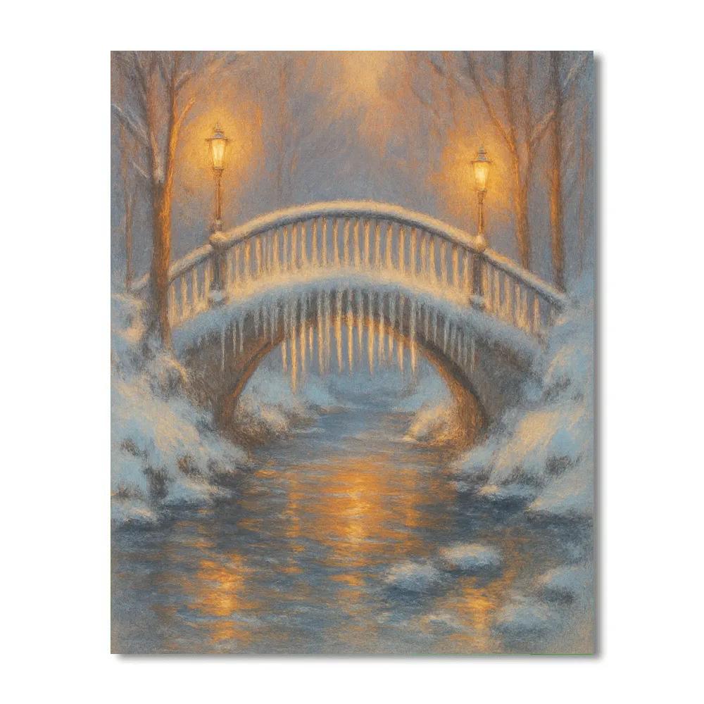 Glistening Icicle Bridge Crossing Numbered painting kits