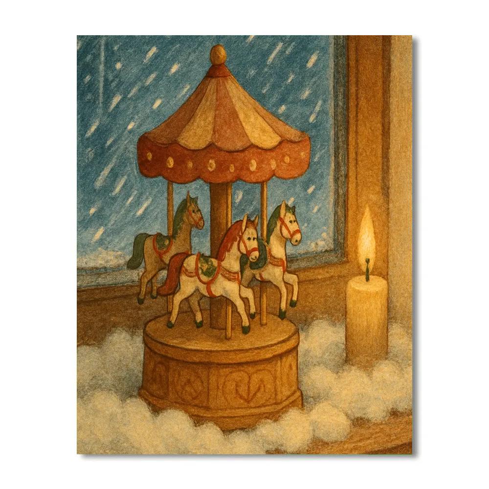 Snowbound Carousel Music Box paint by color