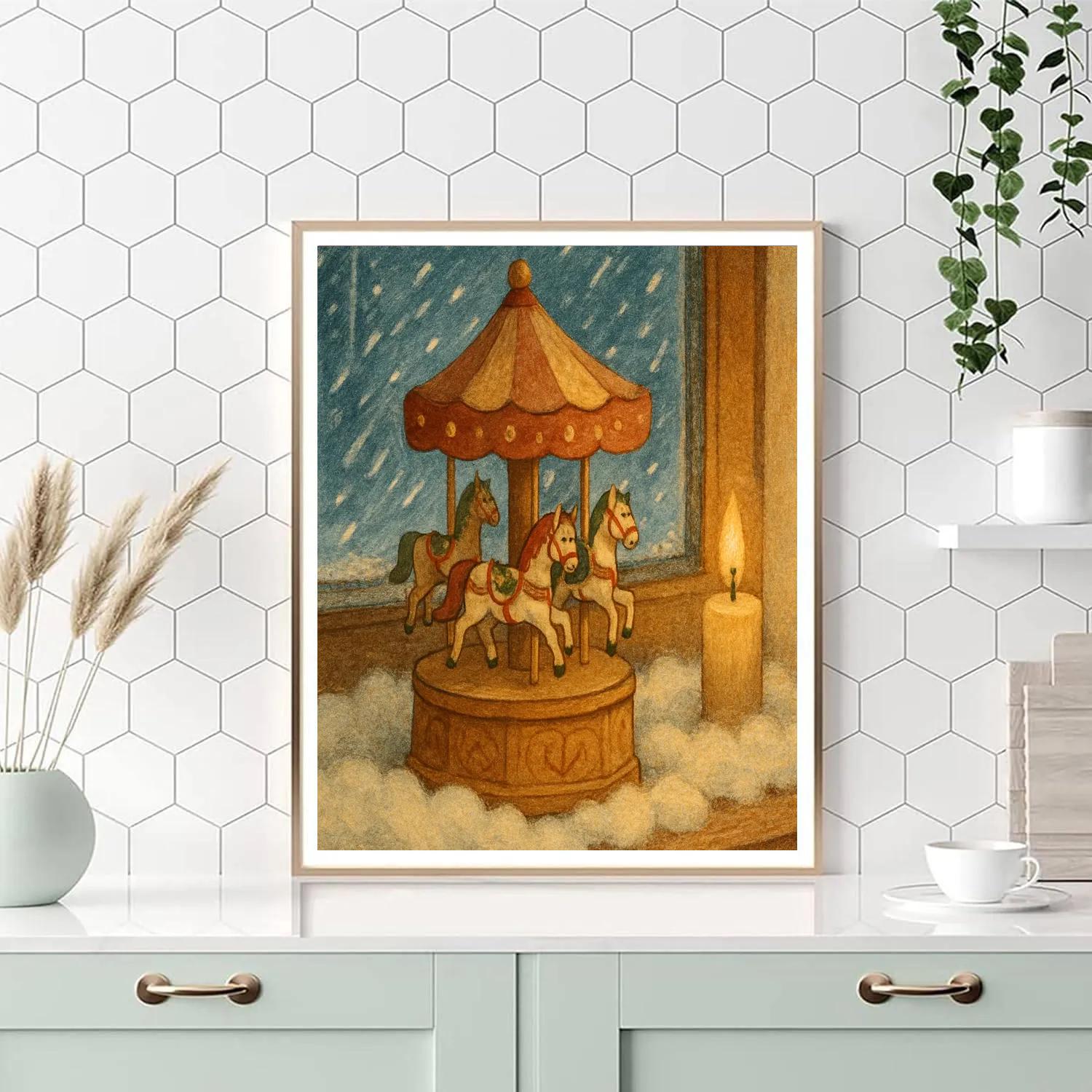 Snowbound Carousel Music Box paint by color