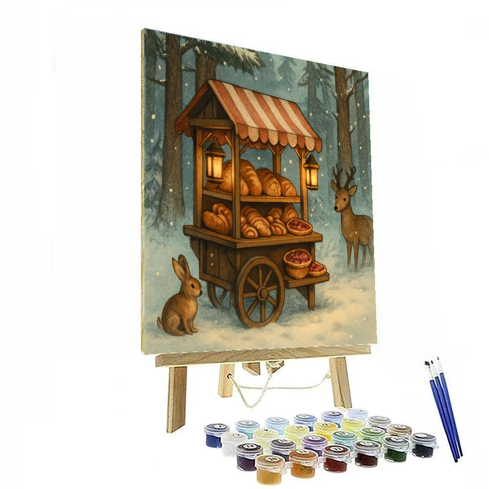 Holiday Forest Bakery Cart paint by numbers
